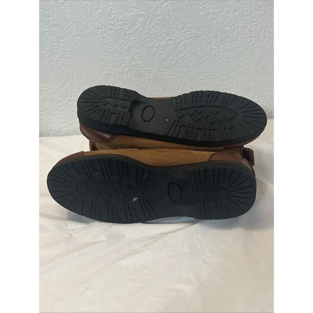 Lands End Chukka Boots Mens Brown 10.5D Leather Lace Up Business Casual Moc Toe
